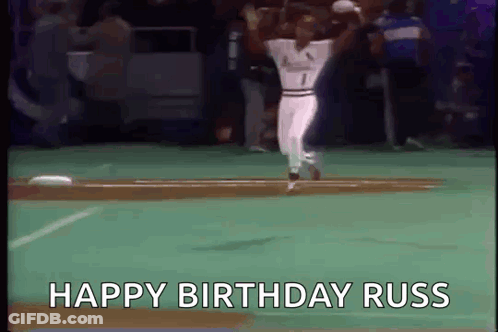 Baseball Player Throwing Ball Happy Birthday Russ GIF