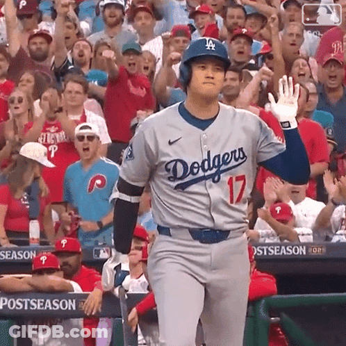 Baseball Player Waving Dodgers Jersey GIF