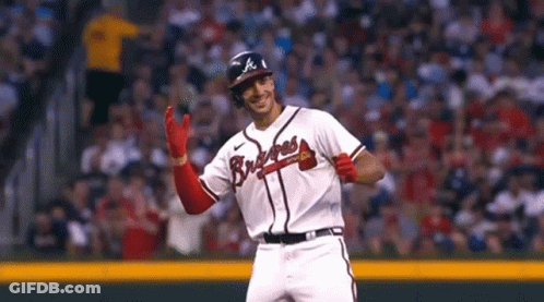 Baseball Player Waving In Braves Jersey GIF