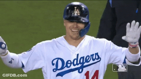 Baseball Player Waving In Dodgers Jersey GIF
