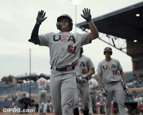 Baseball Player Waving USA Jersey GIF