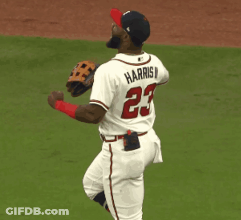 Baseball Player Wearing Braves Jersey GIF