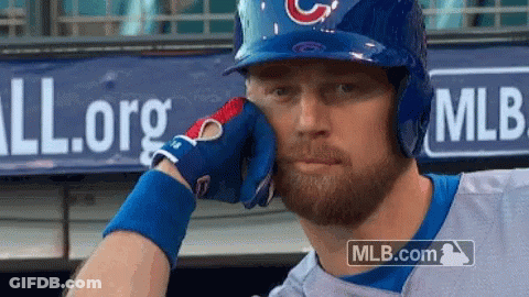 Baseball Player Wearing Cubs Helmet GIF