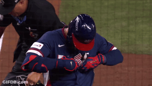 Baseball Player Wearing DirecTV Helmet GIF