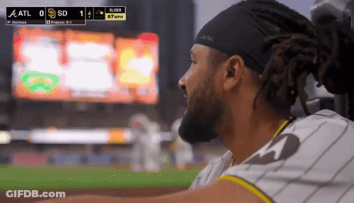 Baseball Player Wearing Headband Saying Atl GIF