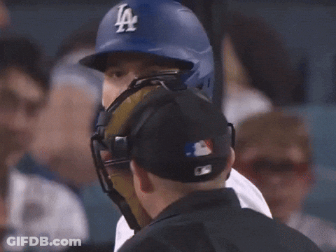 Baseball Player Wearing Helmet Talking To Umpire GIF