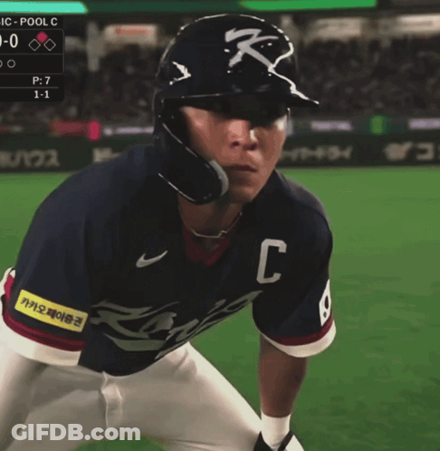 Baseball Player Wearing Helmet With C GIF