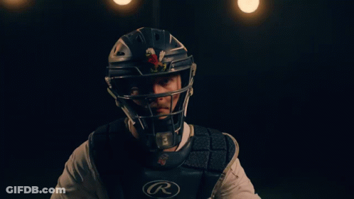 Baseball Player Wearing Helmet With Number 3 GIF
