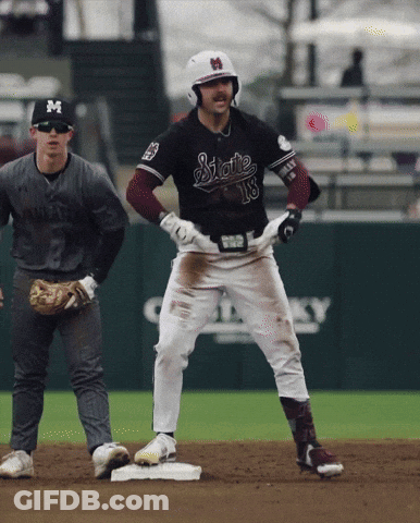 Baseball Player Wearing Jersey Saying State 18 GIF