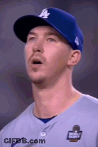 Baseball Player Wearing LA Hat GIF
