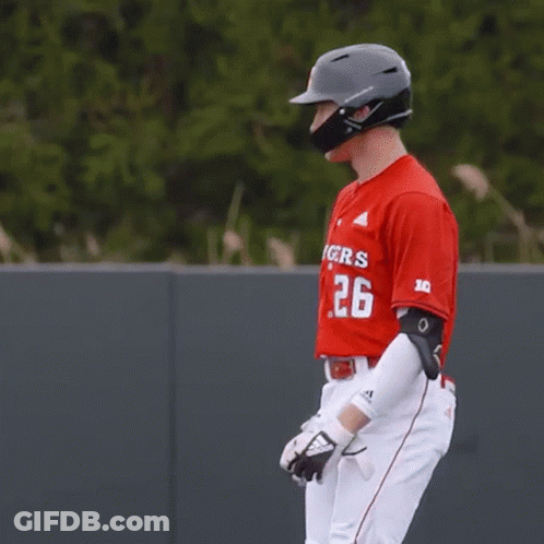 Baseball Player Wearing Red Shirt Regels GIF
