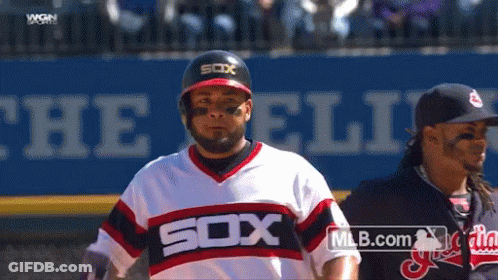 Baseball Player Wearing White Sox Jersey GIF
