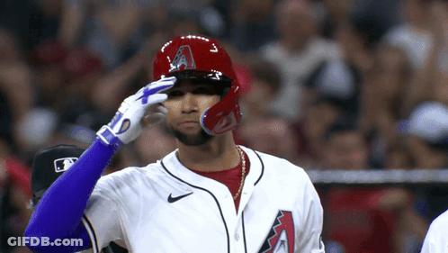 Baseball Player With A On Helmet Saluting GIF