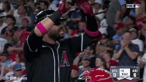Baseball Player With A On Jersey Celebrates GIF