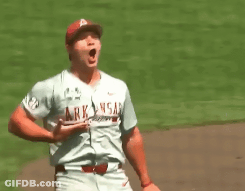 Baseball Player With Arkansas Jersey On Field GIF