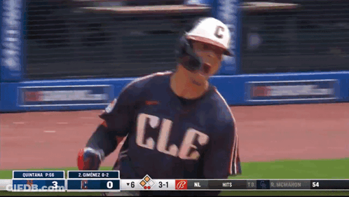 Baseball Player With CLE On His Jersey GIF