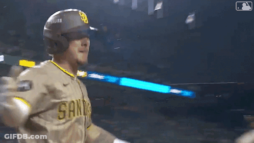 Baseball Player With Helmet And Gloves Next To Another Player GIF