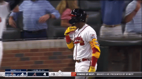 Baseball Player With Helmet, Gloves, And Coming Up Next GIF