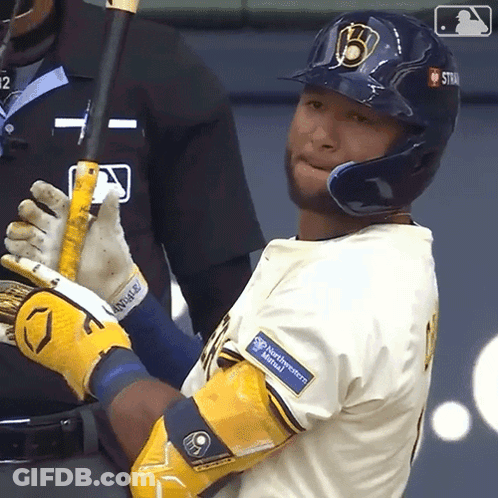Baseball Player With Letter B On Helmet Holding Bat GIF