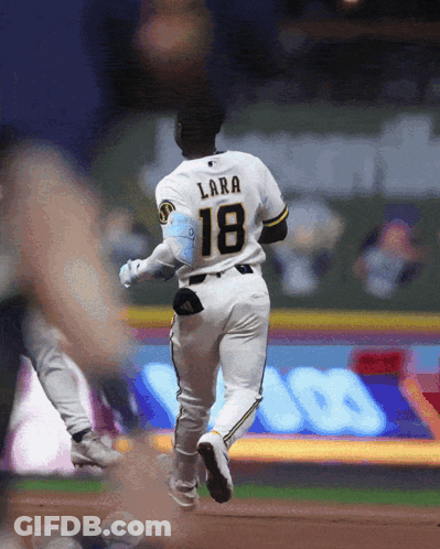 Baseball Player With Name Lara On Back GIF