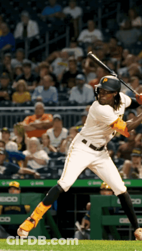 Baseball Player With P On Helmet Swings At Pitch GIF