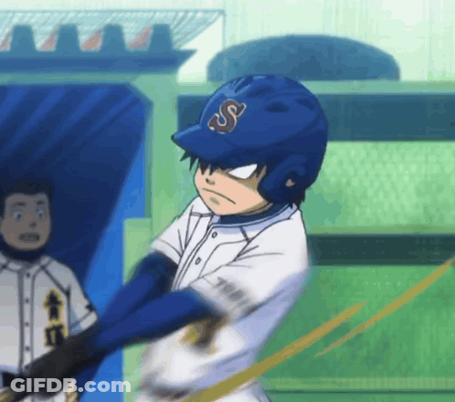 Baseball Player With S Helmet Swinging Bat GIF