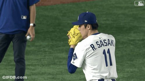 Baseball Player With Sasaki On Shirt GIF