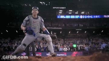 Baseball Player With TD Clubhouse Scoreboard GIF