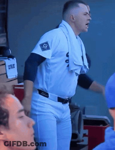 Baseball Player With Towel And G Jersey GIF
