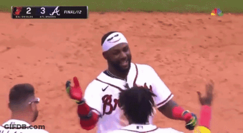 Baseball Players Acuna Jr And Pillar GIF