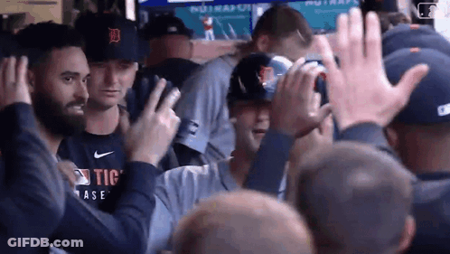 Baseball Players High Five GIF