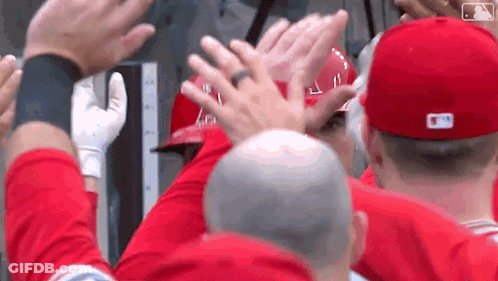 Baseball Players High Five GIF