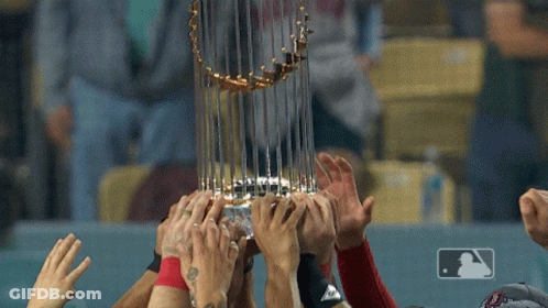 Baseball Players Holding Trophy With MLB Logo GIF