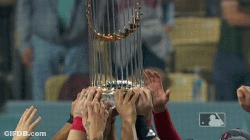 Baseball Players Holding Trophy With MLB Logo GIF