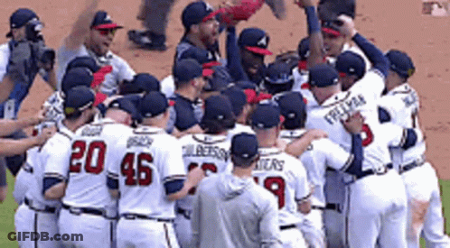 Baseball Players Huddled Number 20 GIF