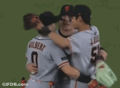Baseball Players Hugging J.R. Lee And Gilbert GIF