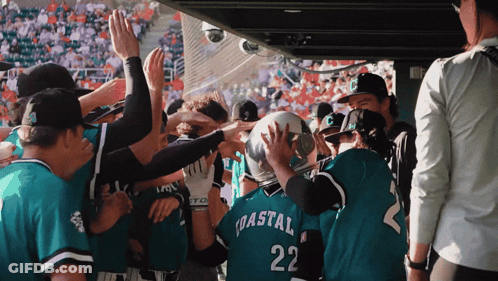 Baseball Players In Coastal Uniforms GIF