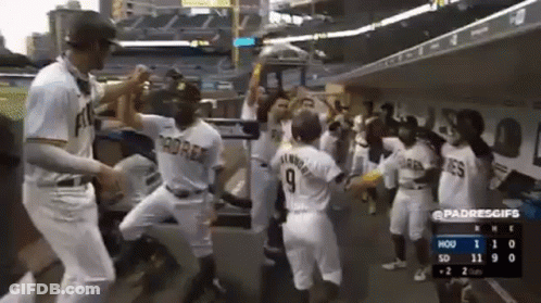 Baseball Players In Dugout GIF