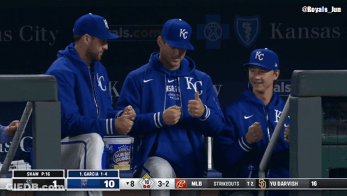 Baseball Players In KC Hats GIF