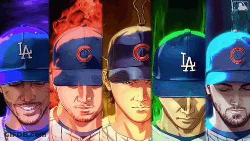 Baseball Players In LA Hats GIF