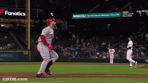 Baseball Players In Red And White Jerseys GIF