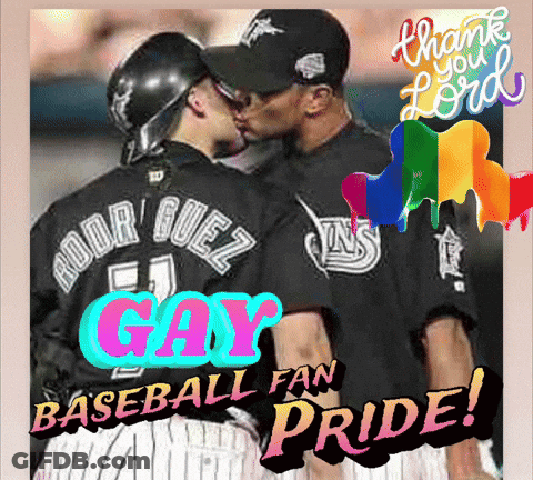 Baseball Players Kissing Gay Fan Pride GIF