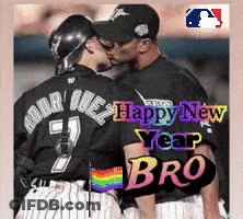 Baseball Players Kissing Happy New Year GIF