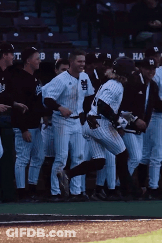 Baseball Players On Field With Dugout Saying T.B GIF