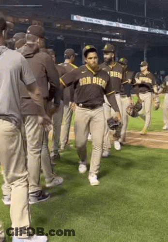 Baseball Players On Field With San Diego Jersey GIF