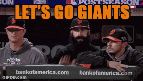Baseball Players Sitting In Dugout Let's Go Giants GIF