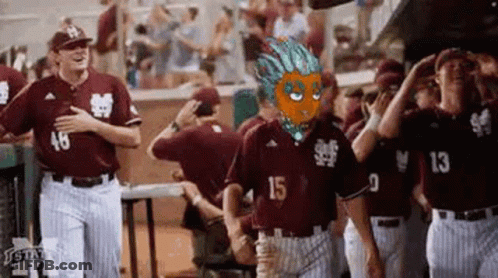 Baseball Players With Hands In The Air GIF