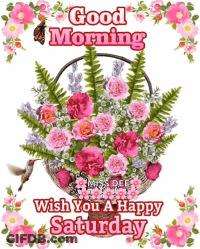 Basket Of Flowers Good Morning GIF