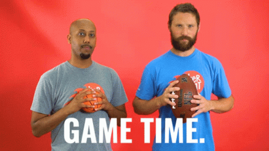 Basketball And Football Player Game Time GIF