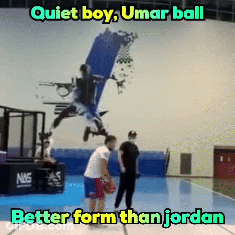 Basketball Court Saying Quiet Boy Umar Ball Better Form Than Jordan GIF